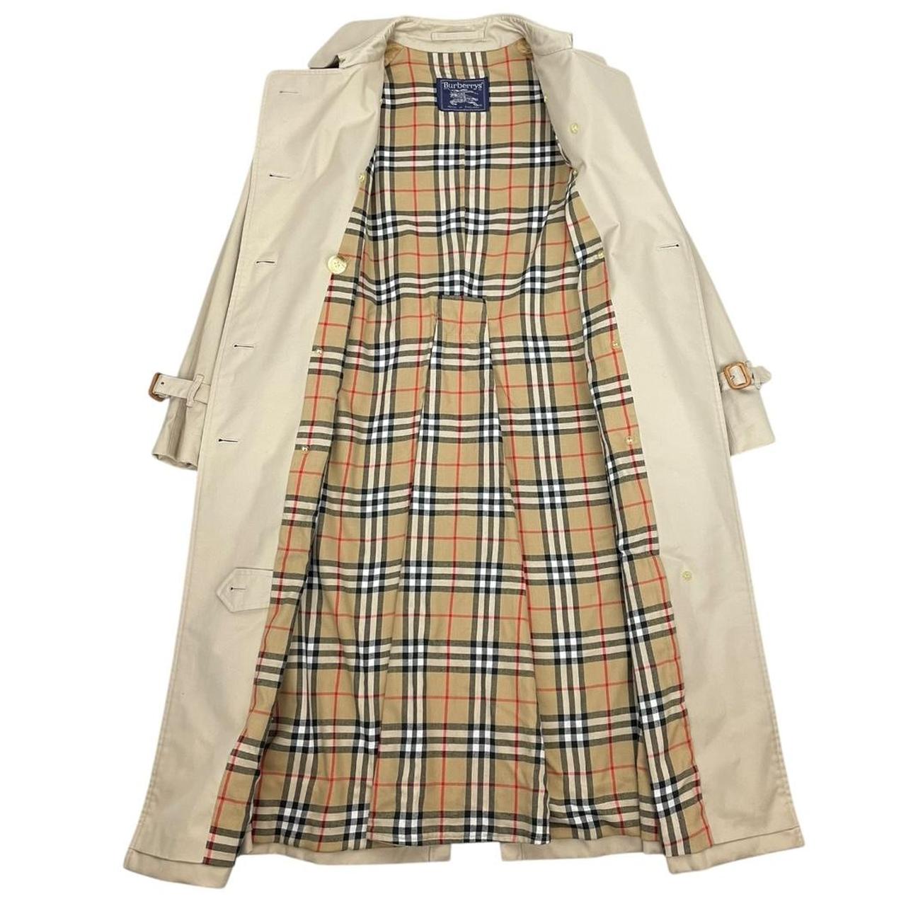 Vintage 90s Burberry Beige Double Breasted Belted Trench Coat