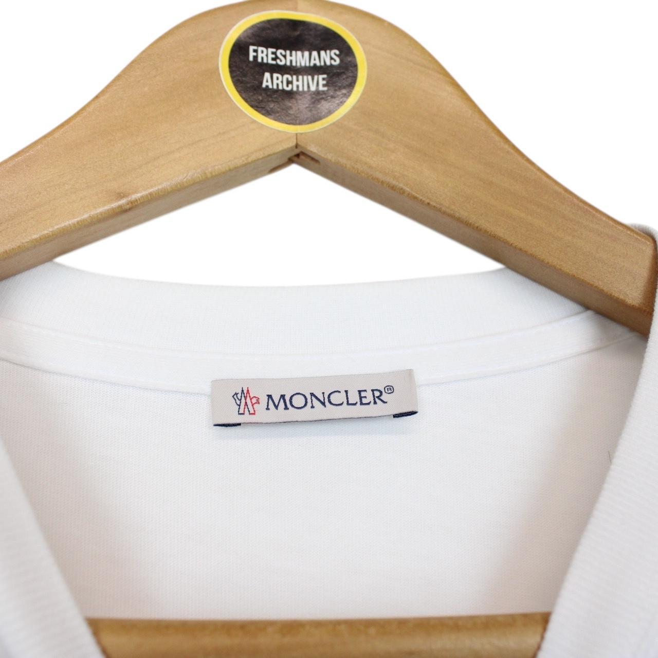 Moncler White Logo Print Short Sleeve Cropped T-Shirt