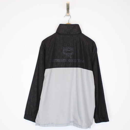 Vintage 90s MCM Grey and Black Full Zip Logo Jacket