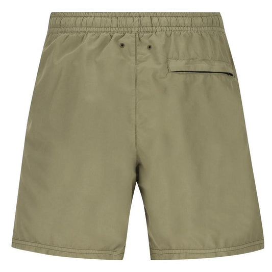 Stone Island SS26 Military Green Brushed Nylon Mid-Length Swim Shorts