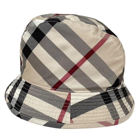 Burberry Beige and Cream Nova Check Reversible Nylon Bucket Hat