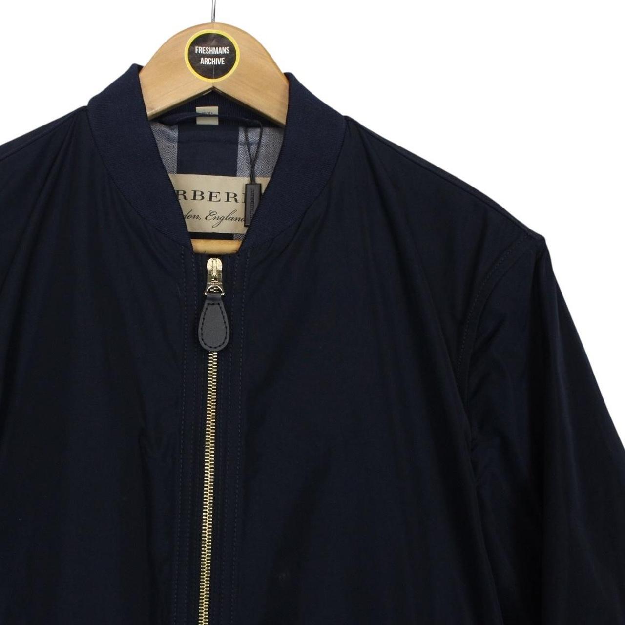 Burberry London Navy Blue Full Zip Nylon Bomber Jacket
