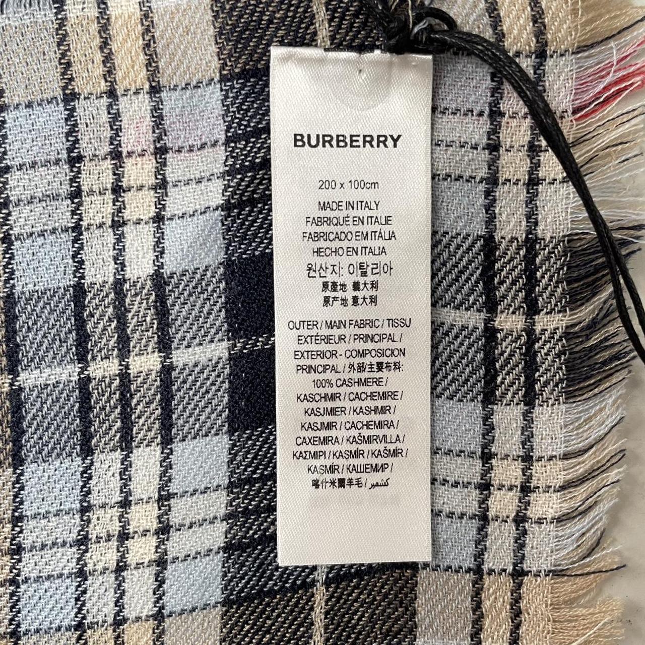 Burberry Beige and Blue Reversible Giant Nova Check Cashmere Shawl