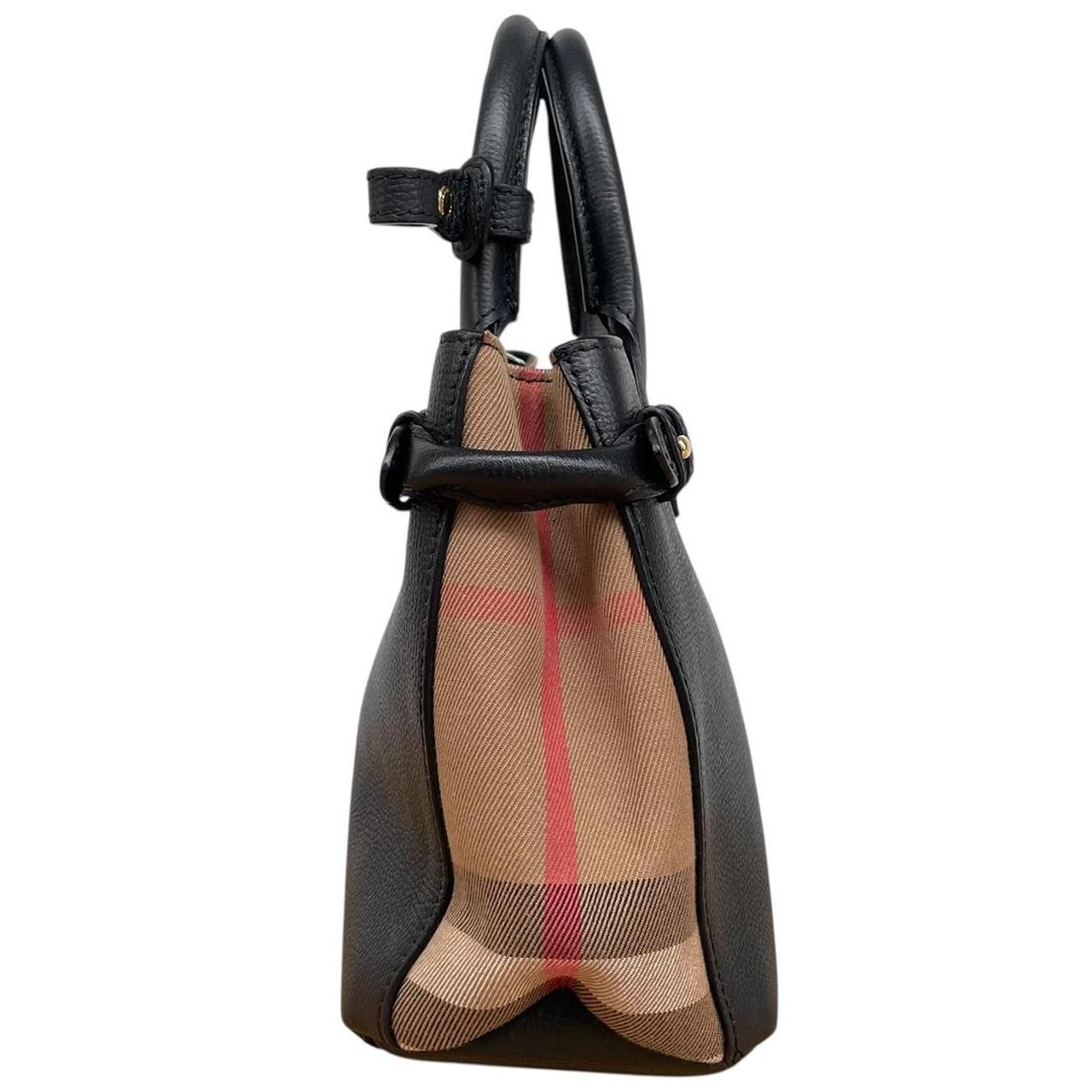 Burberry Black and Tan Nova Check Leather Banner Tote Bag