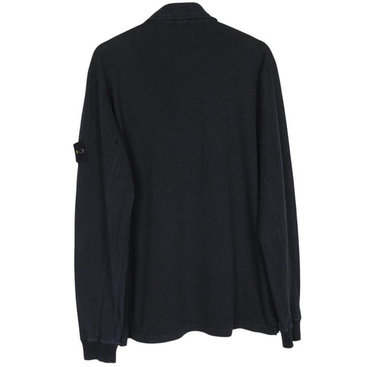 Stone Island SS 2017 Black Long Sleeve Collared Cotton T-Shirt