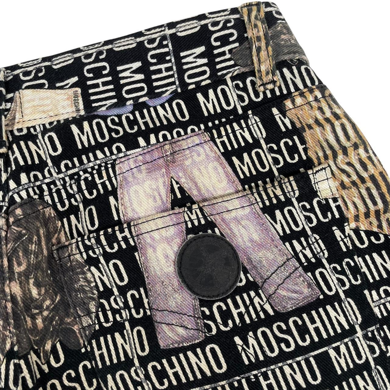 Vintage 1996 Moschino Black and White All Over Clothes Print Tapered Fit Jeans