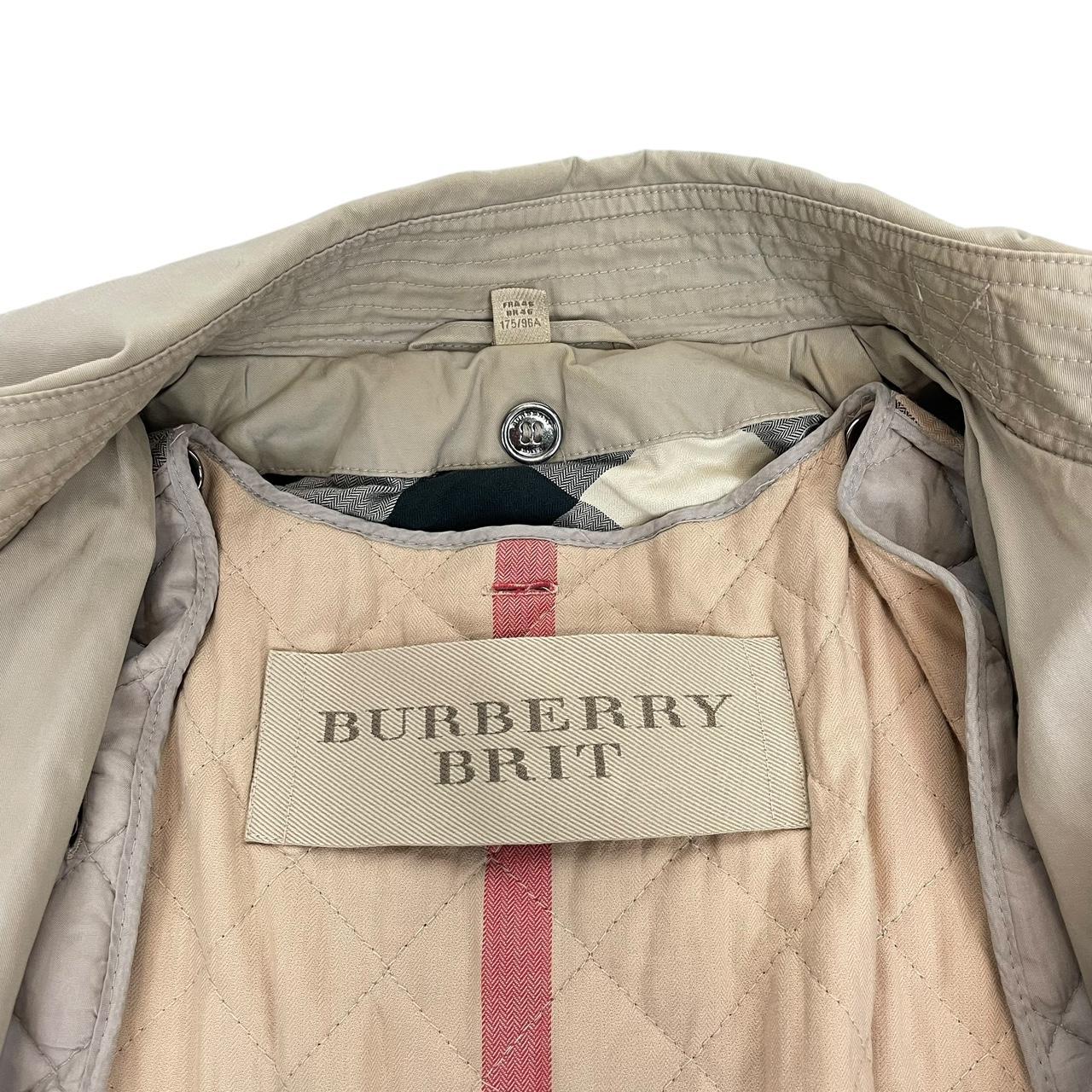 Burberry Brit Beige Nova Check Double Breasted Belted Trench Coat