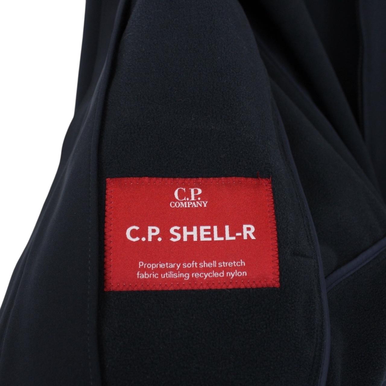 CP Company Navy Blue Soft Shell R Full Zip Goggle Hooded Jacket