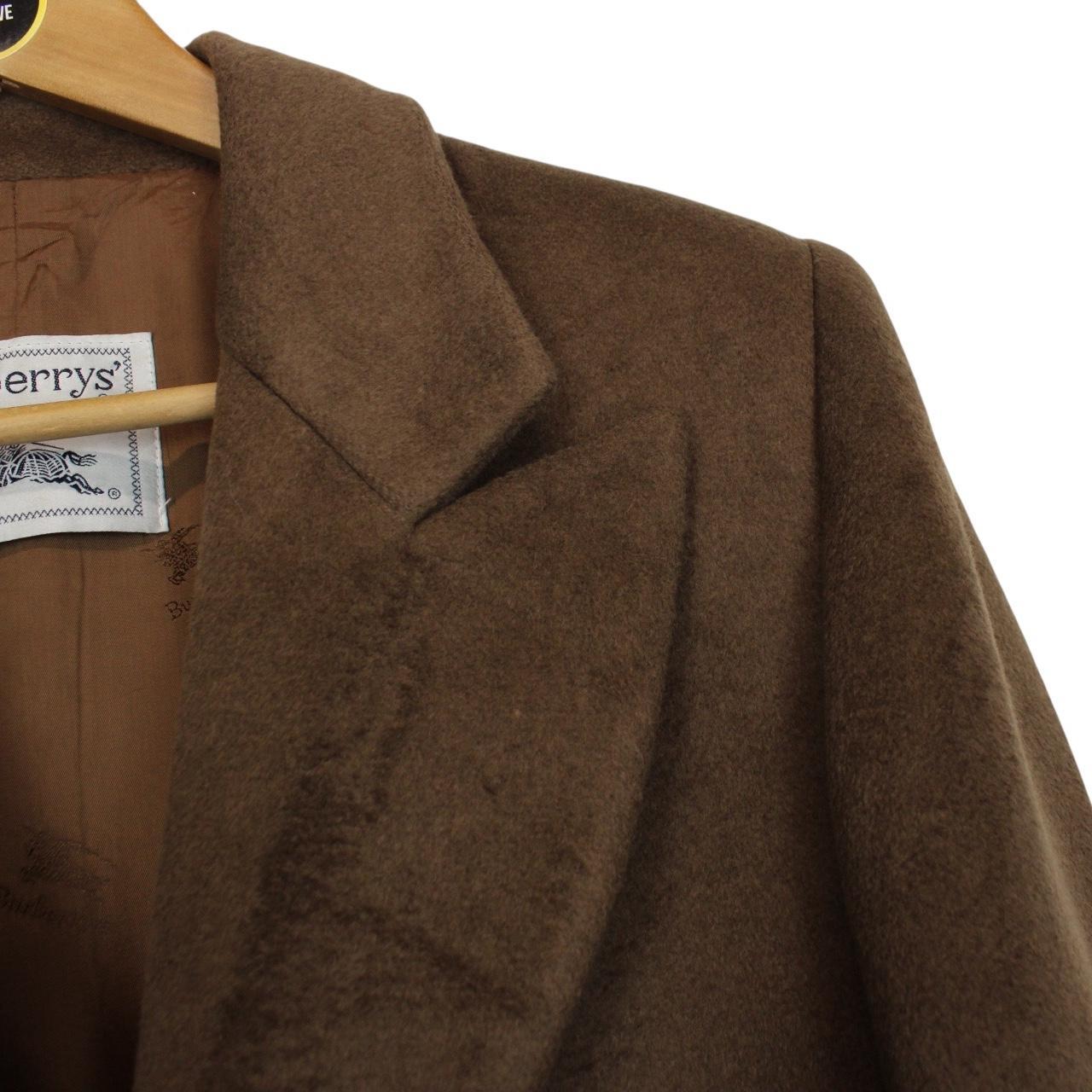 Vintage 90s Burberry Brown Cashmere Wool Blend Coat