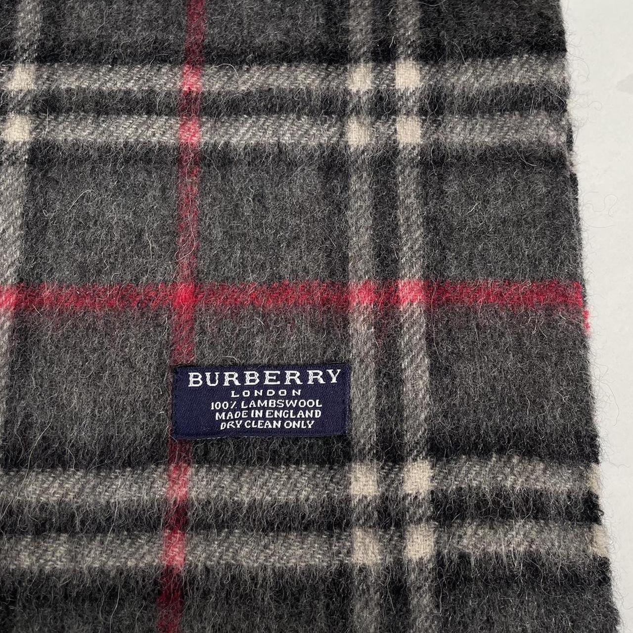 Vintage 90s Burberry Dark Grey Nova Check Lambswool Scarf