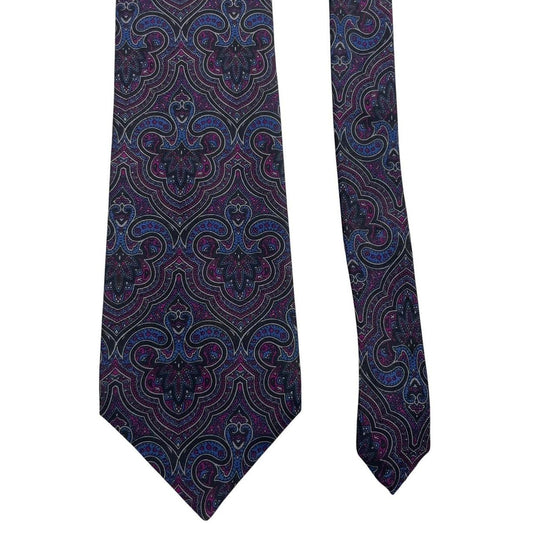 Givenchy purple tie with abstract print design in smooth polyester fabric.