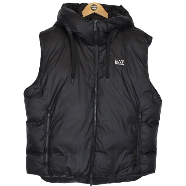Emporio Armani Black and White Reversible Hooded Down Gilet / Bodywarmer