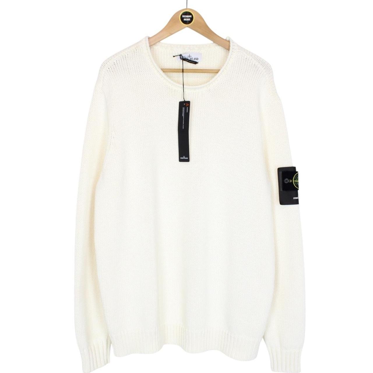 Stone Island SS 2023 Cream Heavyweight Cotton Knit Jumper