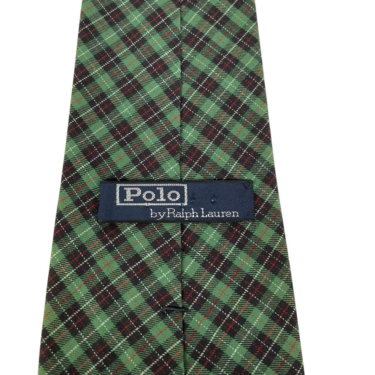 Vintage Ralph Lauren Green and Navy Blue Check Cotton Tie