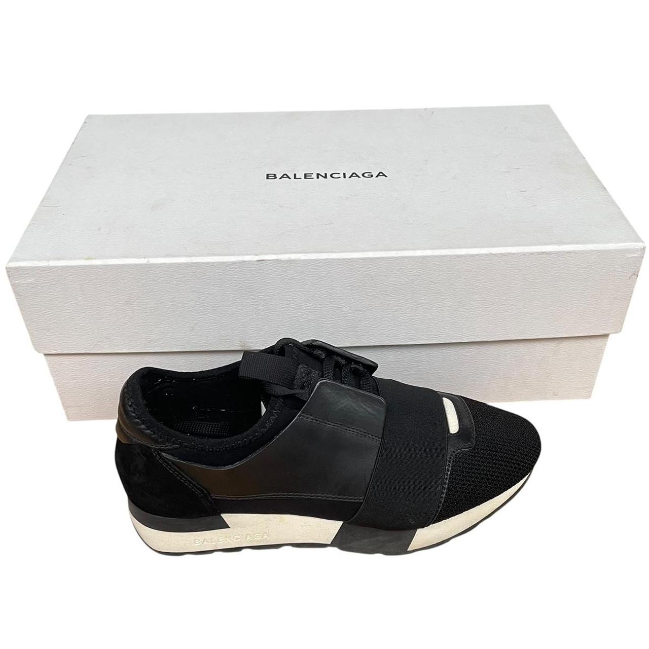 Balenciaga Race Runner Black and Cream Trainers