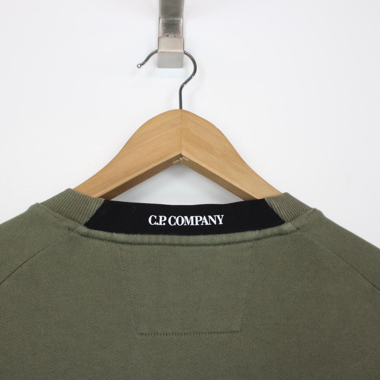 CP Company Khaki Green Goggle Lens Cotton Sweatshirt Jumper