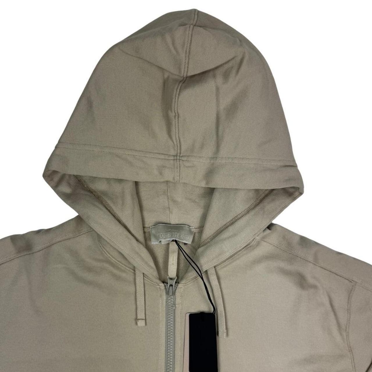 Stone Island beige hoodie full zip cotton with ghost logo and tags.