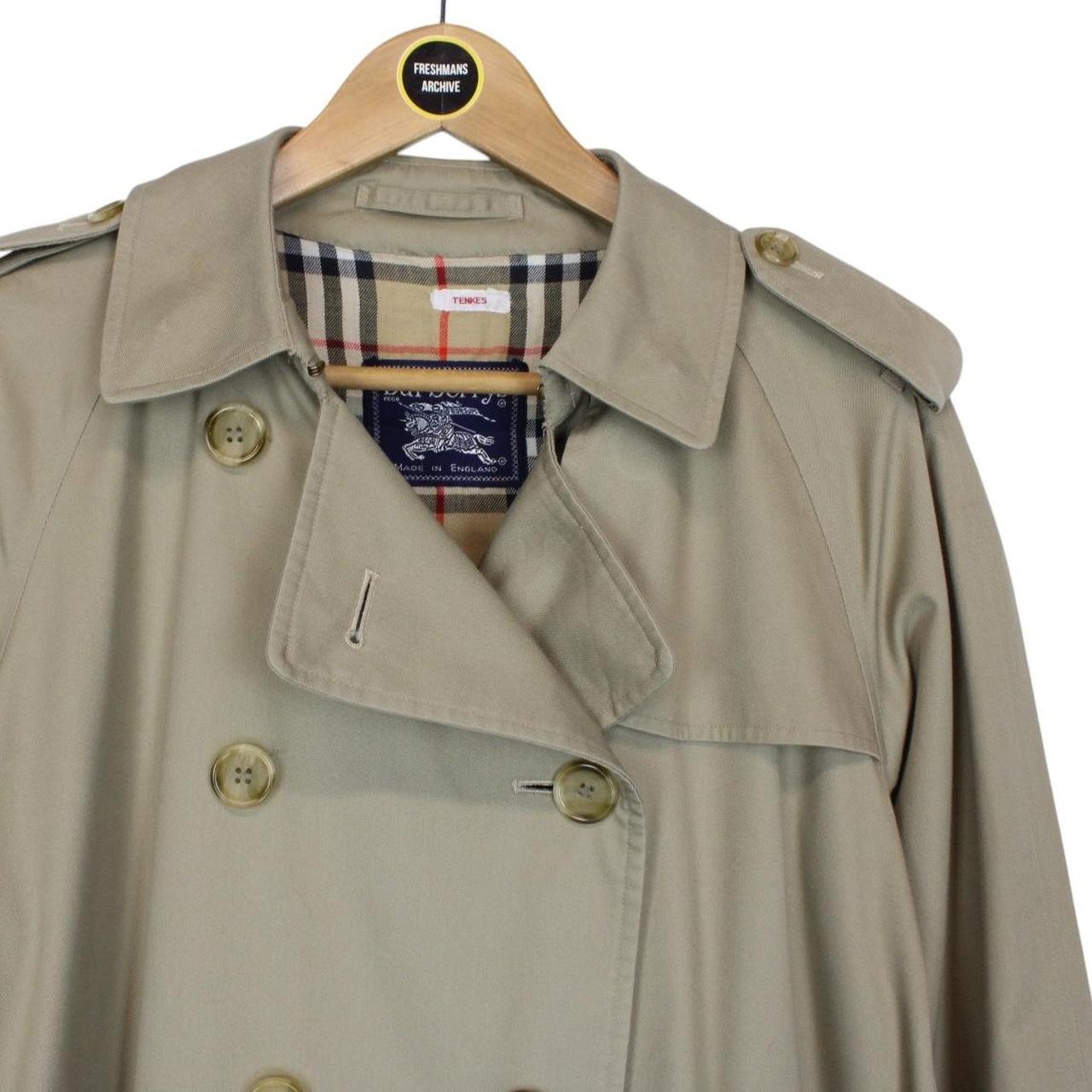 Vintage 90s Burberry Beige Double Breasted Belted Trench Coat