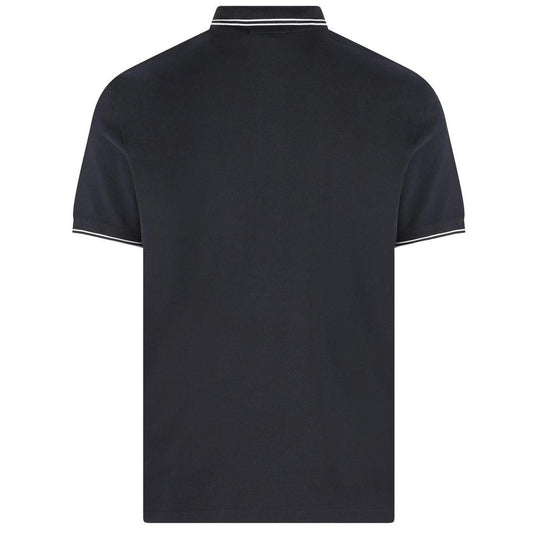 Stone Island Navy Blue Short Sleeve Slim Fit Organic Cotton Polo Shirt