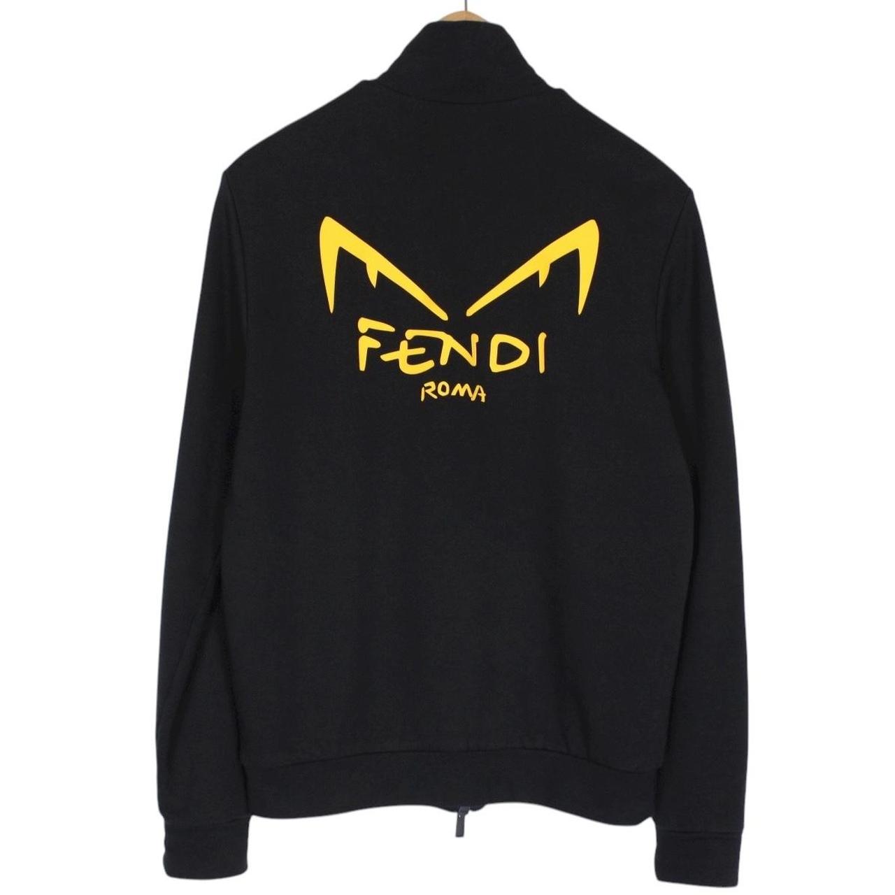 Fendi Black and Yellow Diabolic Full Zip Cotton Sweatshirt Jumper