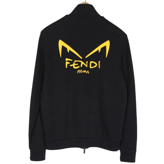 Fendi Black and Yellow Diabolic Full Zip Cotton Sweatshirt Jumper