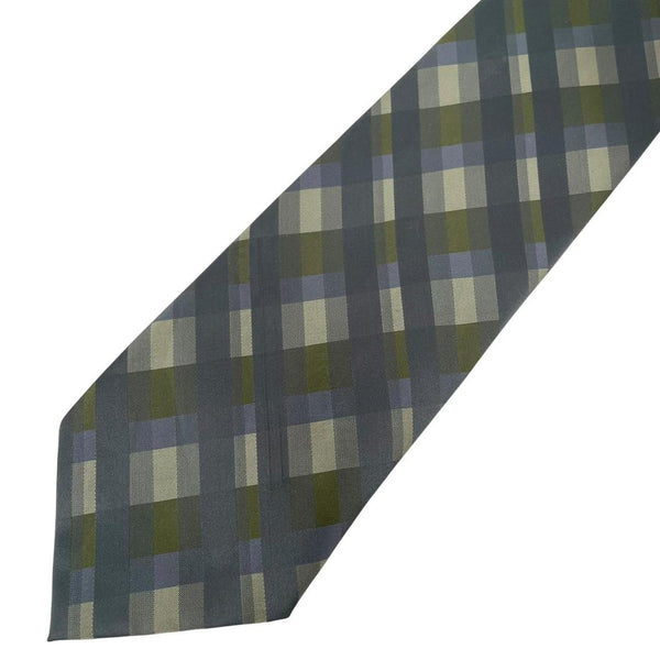 Vintage Hugo Boss Grey and Green Silk Tie