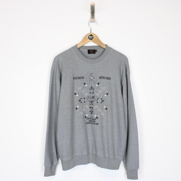 Vintage 90s MCM Grey Logo Sweatshirt Jumper