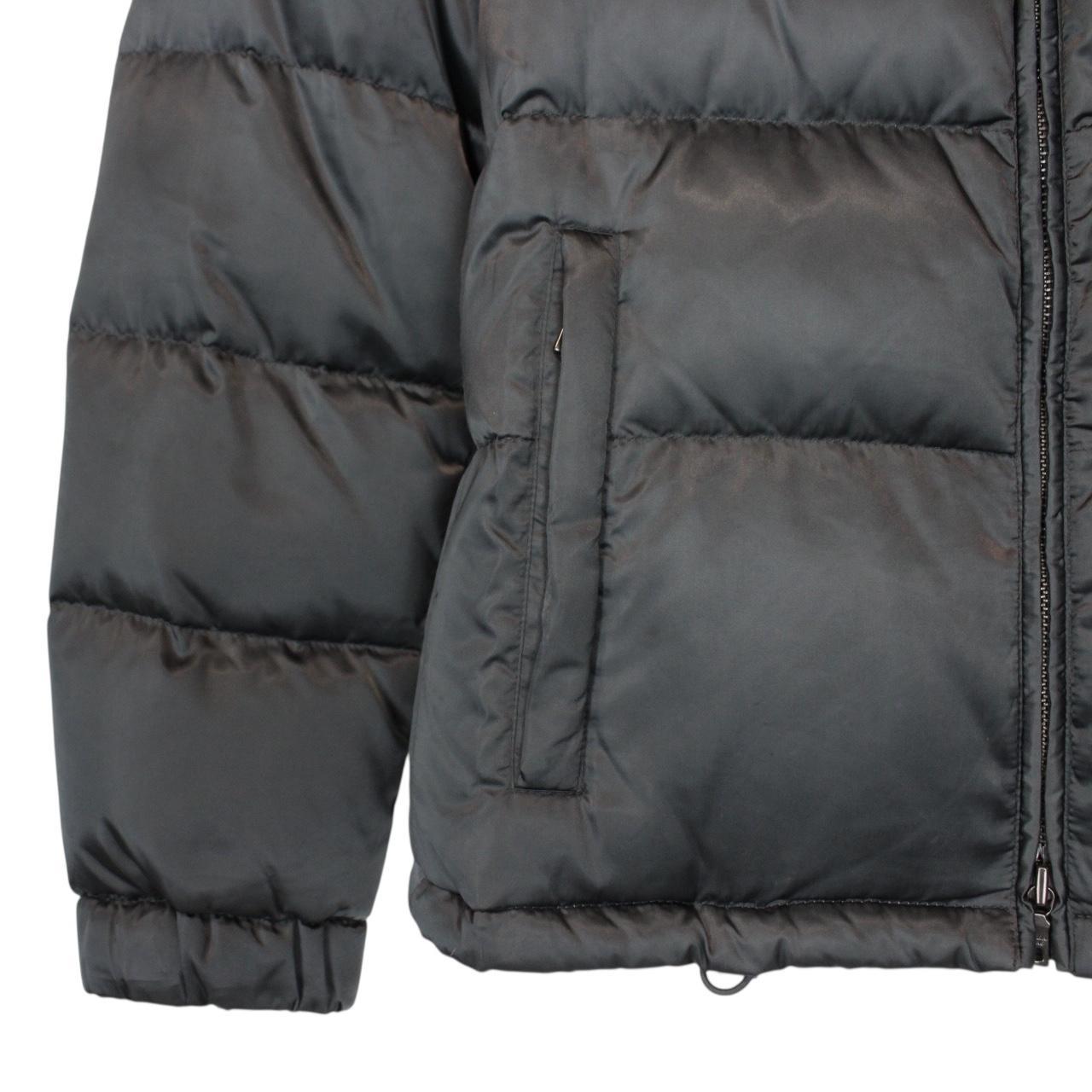 Prada Silver Resin Coated Nylon Fox Fur Collar Down Jacket