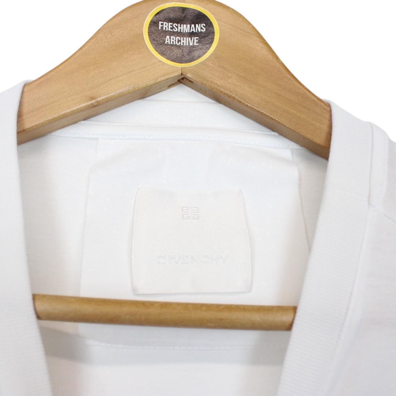 Givenchy Paris White and Black Logo Print Short Sleeve Cotton T-Shirt