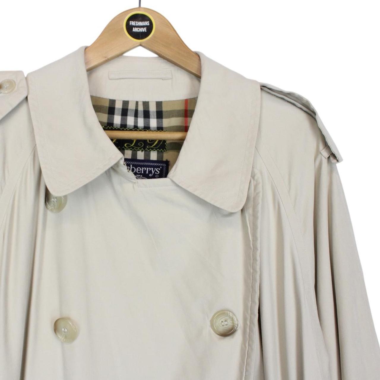 Vintage 90s Burberry Beige Nova Check Double Breasted Belted Trench Coat