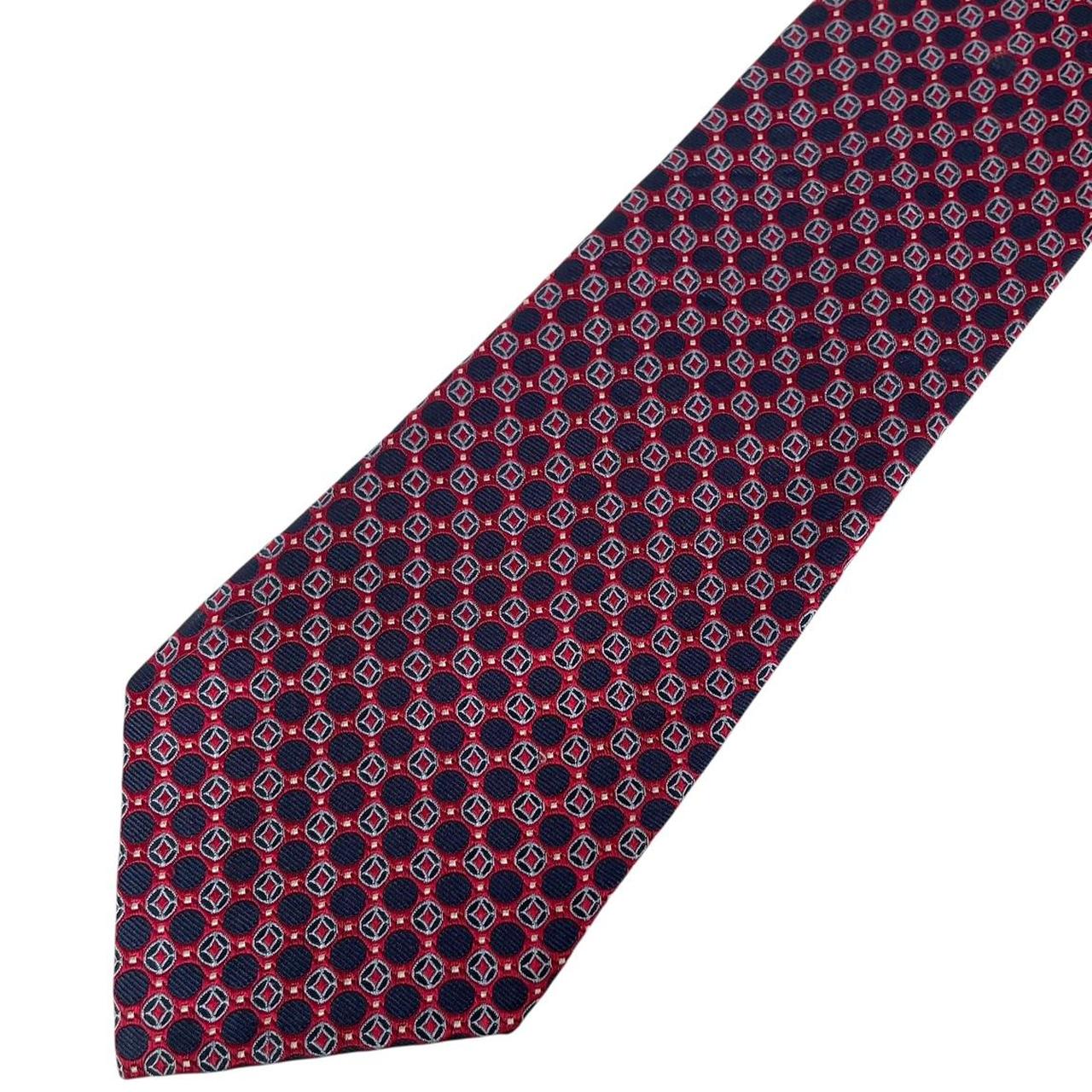 Tommy Hilfiger Red and Navy Blue Silk Tie