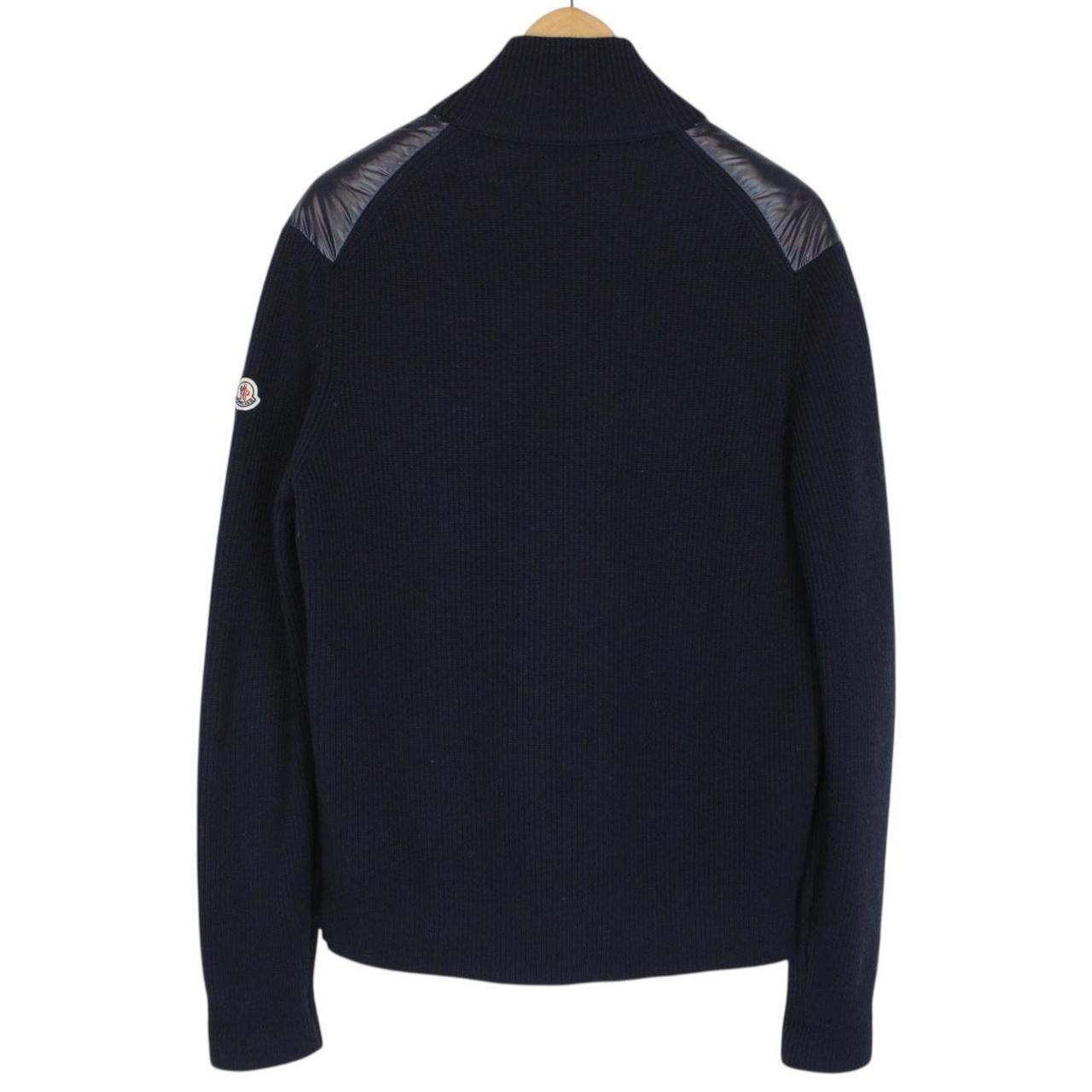 Moncler Navy Blue Full Zip Wool/Nylon Down Maglione Cardigan Jacket
