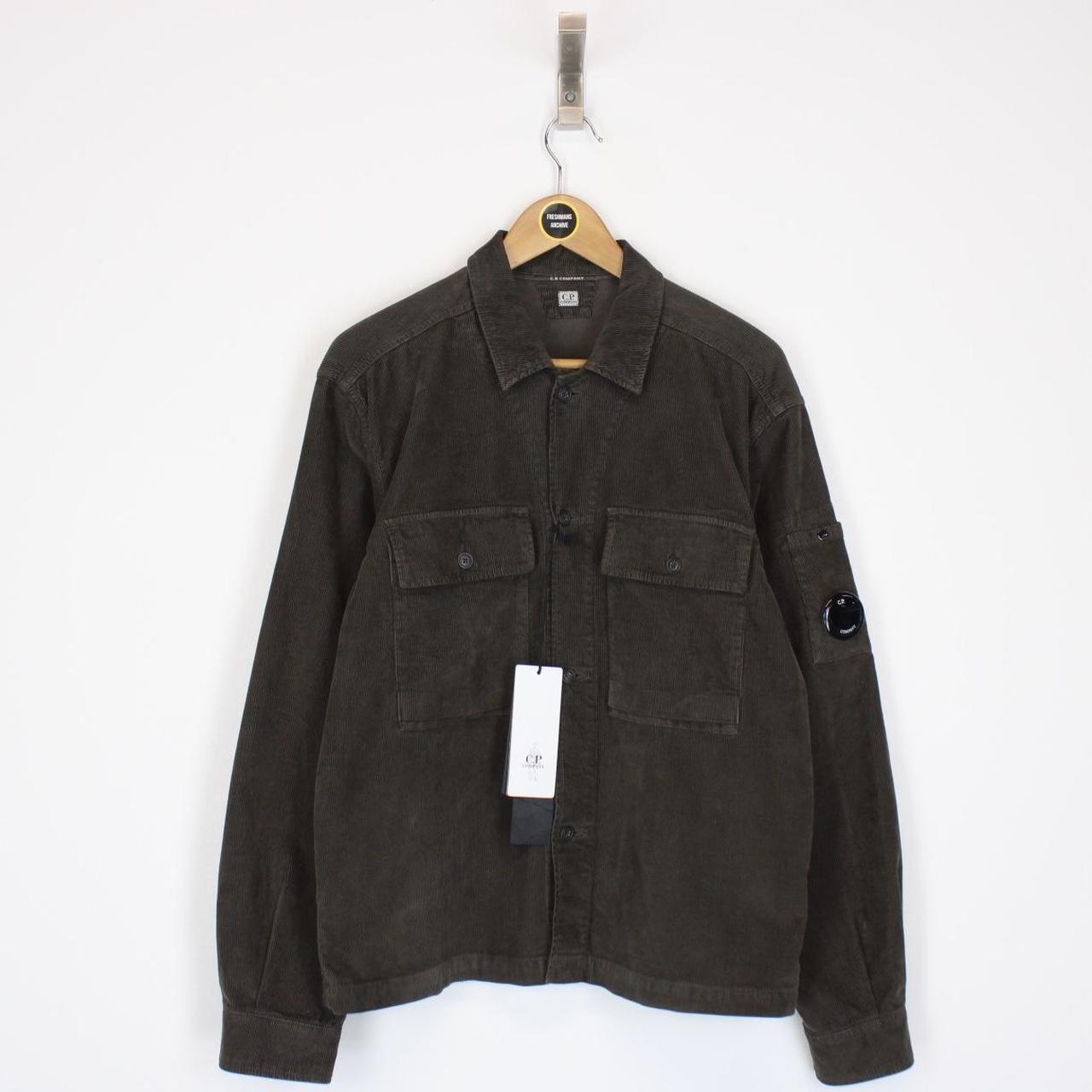 CP Company Olive Green Button Up Lens Corduroy Overshirt