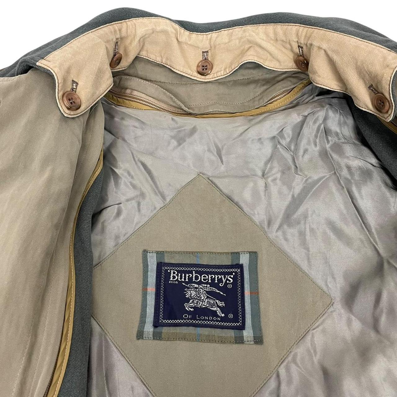 Vintage 90s Burberry Green Double Breasted Belted Trench Coat