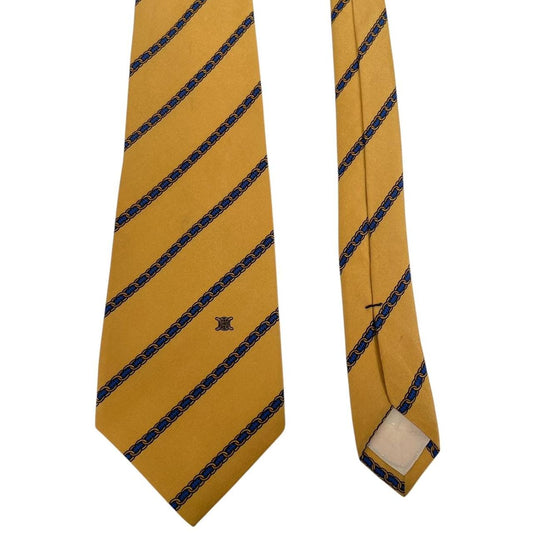 Vintage Celine Paris Yellow and Navy Blue Silk Tie