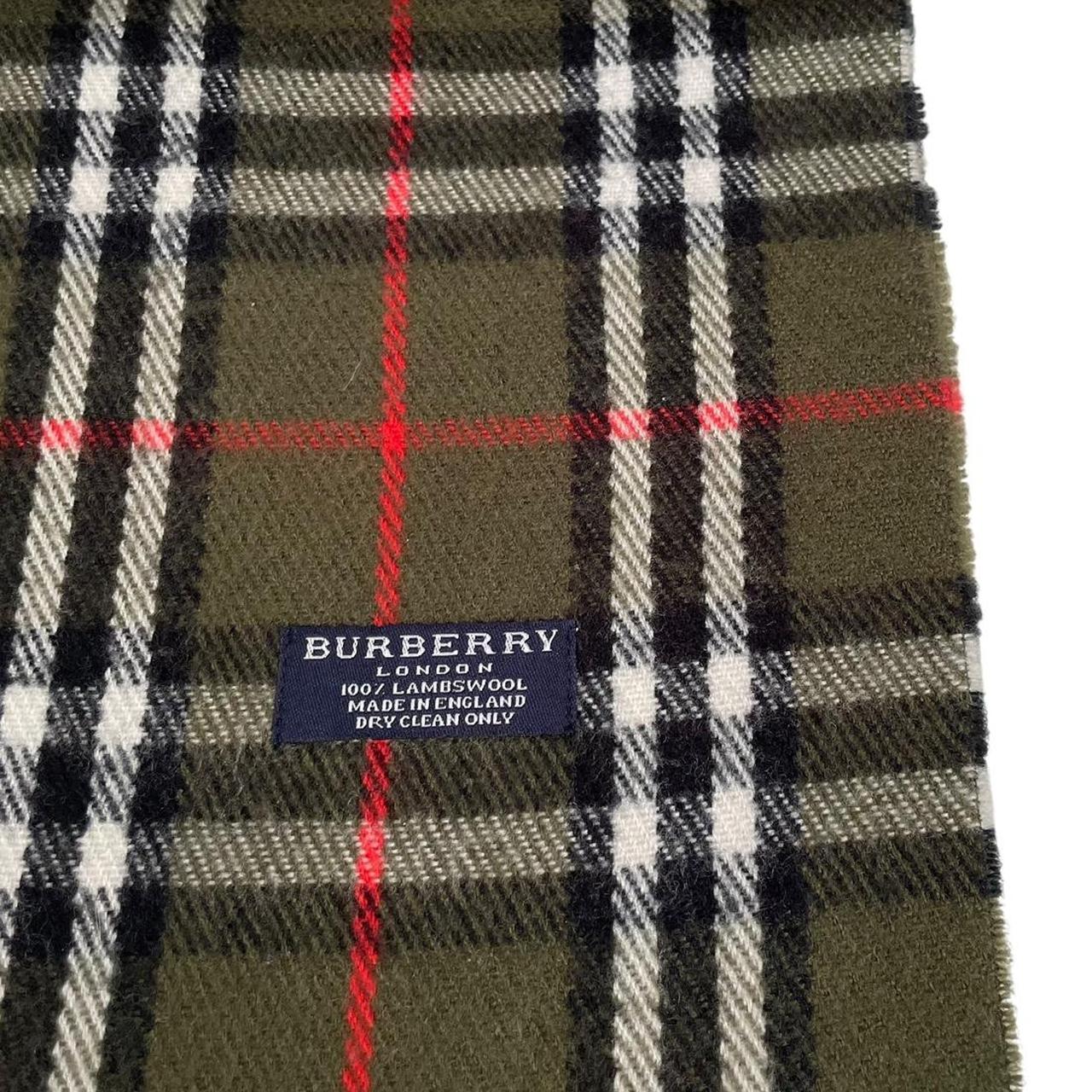 Vintage 90s Burberry Green Nova Check Lambswool Scarf
