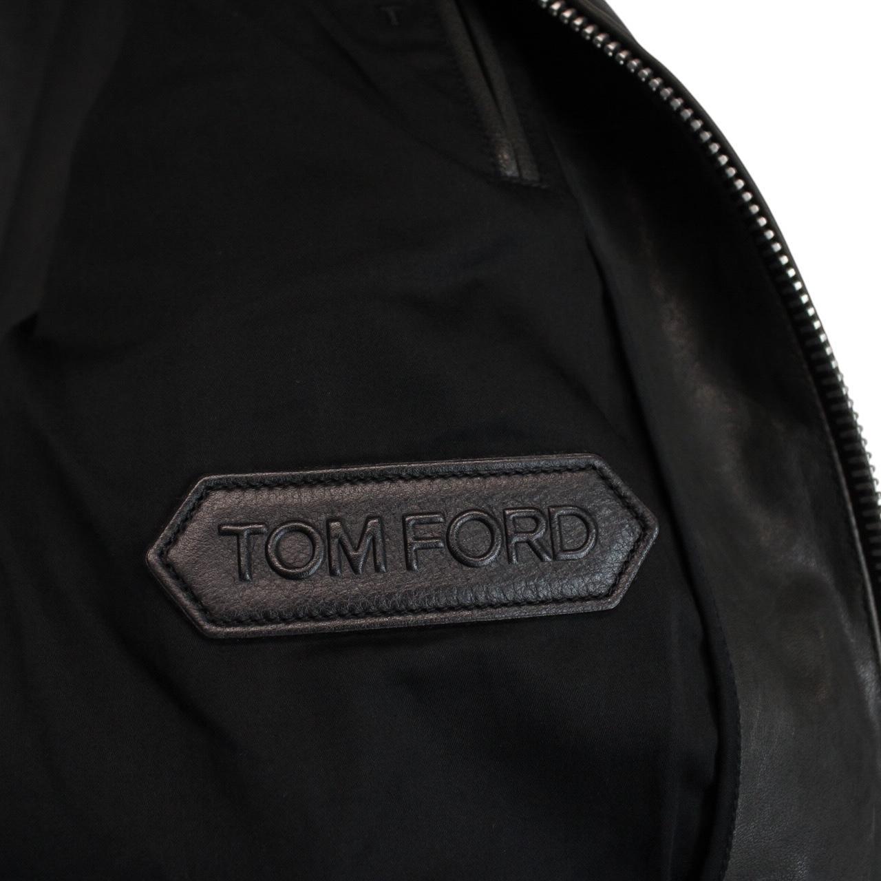 TOM FORD grey bomber jacket full zip lambskin leather with original tags and hardware.