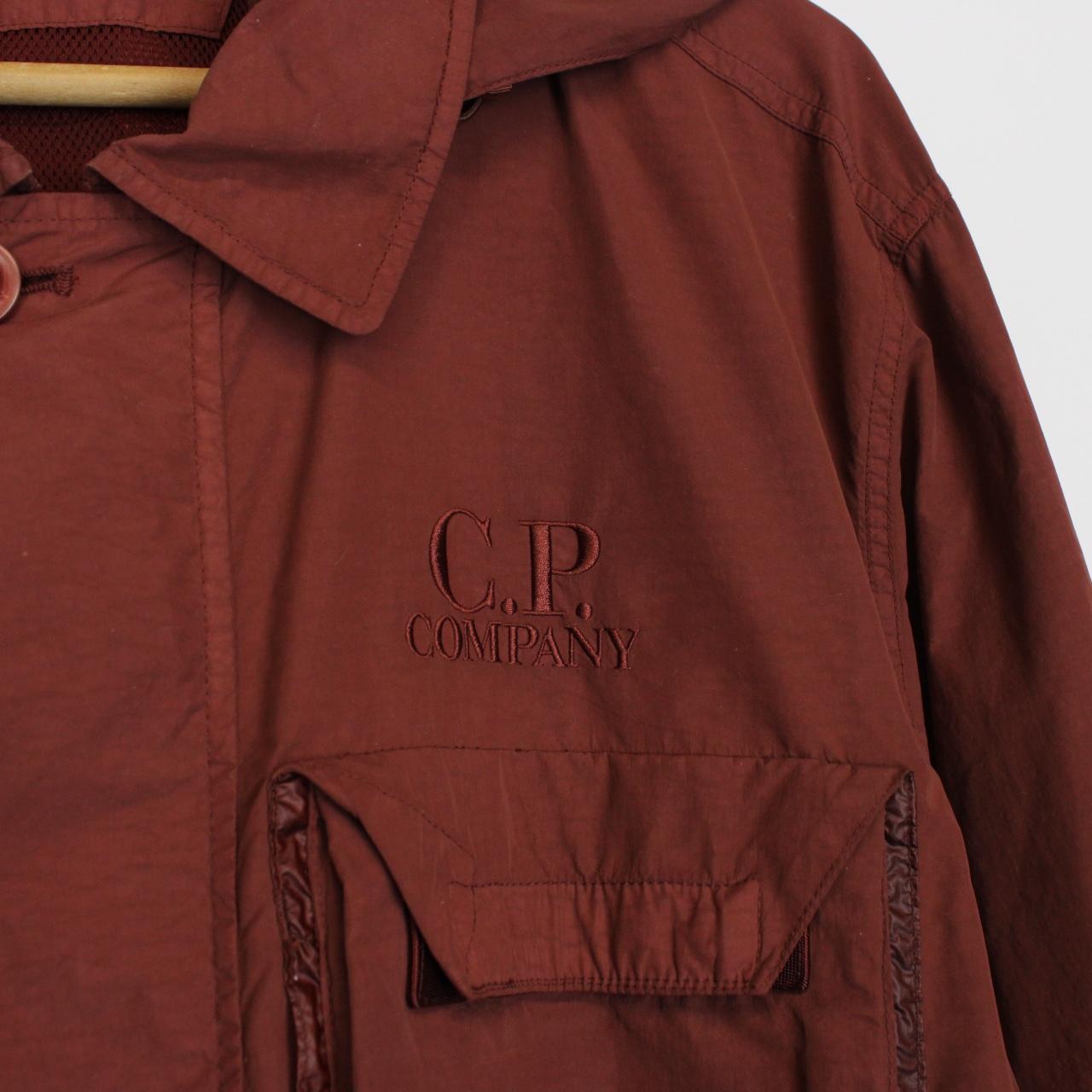 CP Company Burgundy Full Zip Flatt Nylon Goggle Overshirt Jacket