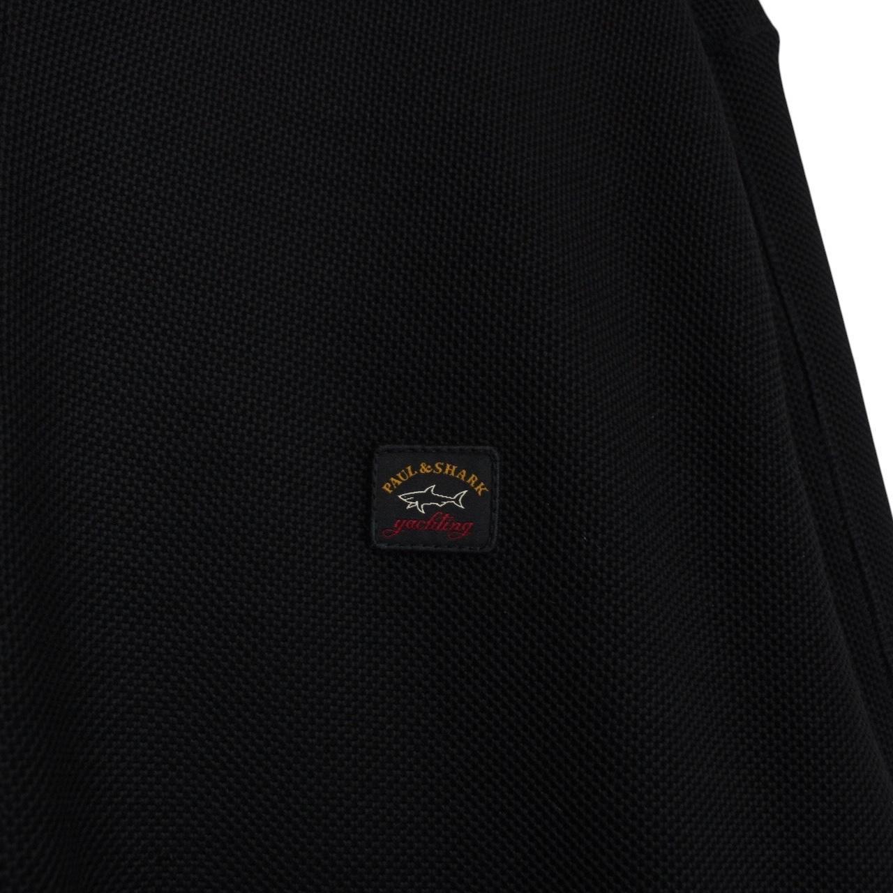 Paul & Shark black hoodie with logo patch, full zip, made of cotton.