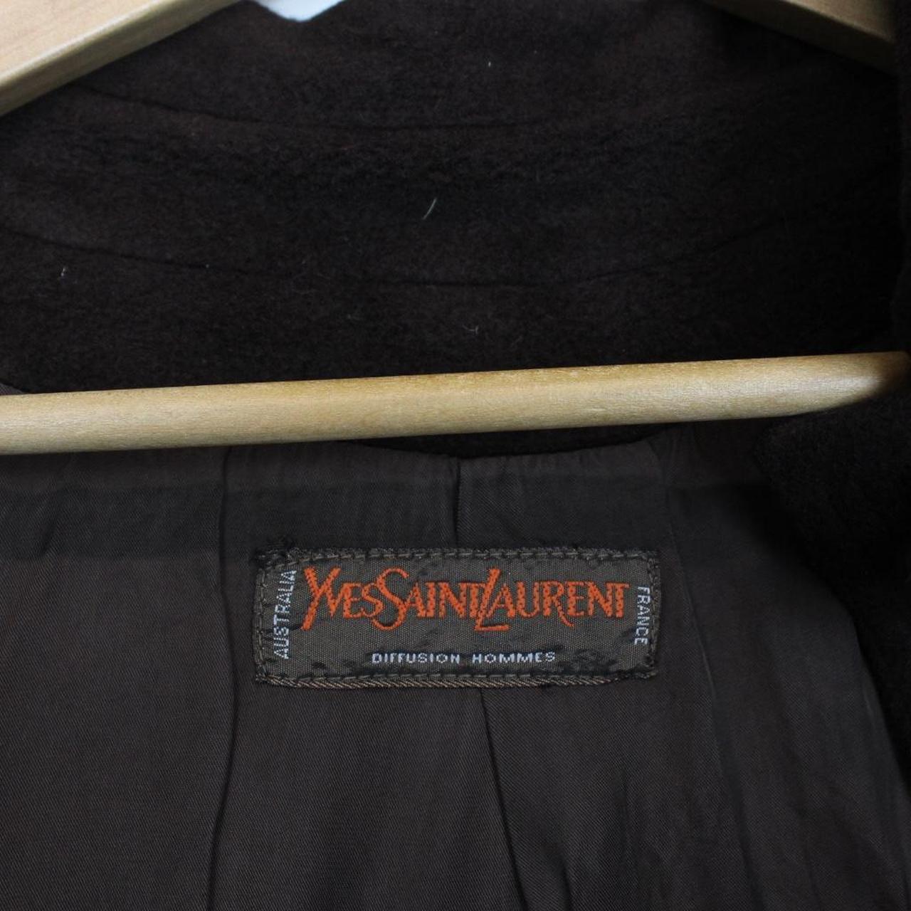 Vintage 90s Yves Saint Laurent Brown Cashgora Wool Coat