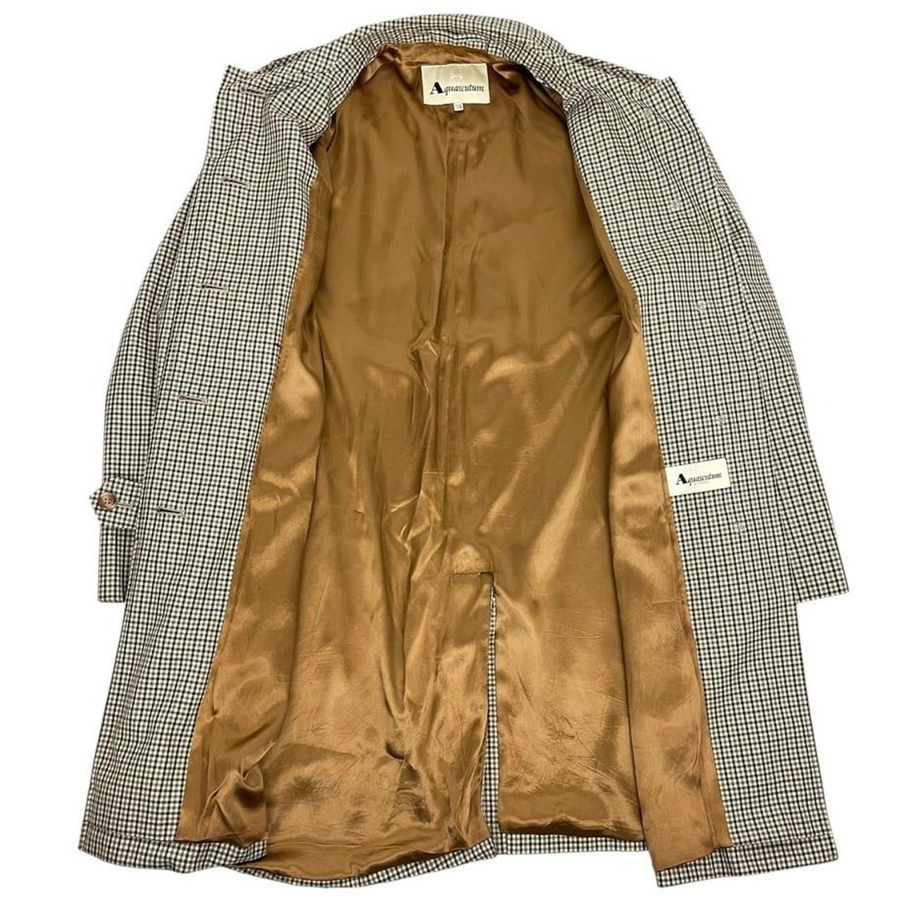 Aquascutum Brown House Check Single Breasted Cotton Coat