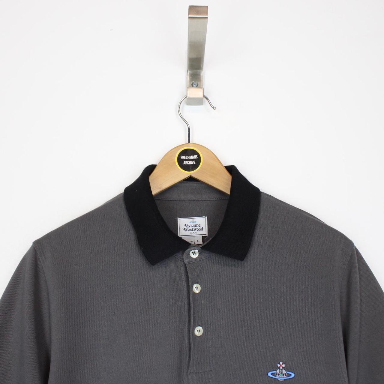 Vivienne Westwood Grey and Black Short Sleeve Orb Polo Shirt