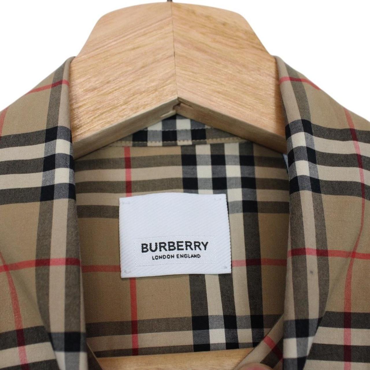 Burberry Tan Brown Nova Check Long Sleeve Poplin Cotton Shirt
