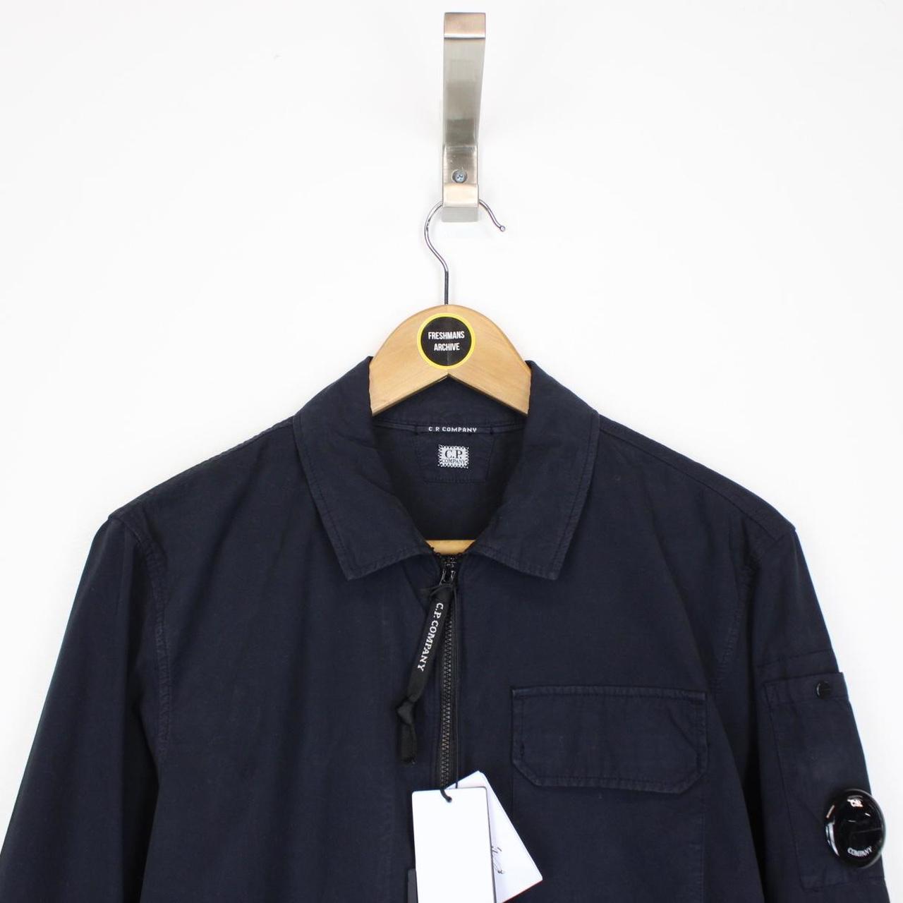 CP Company Navy Blue Full Zip Cotton Lens Overshirt