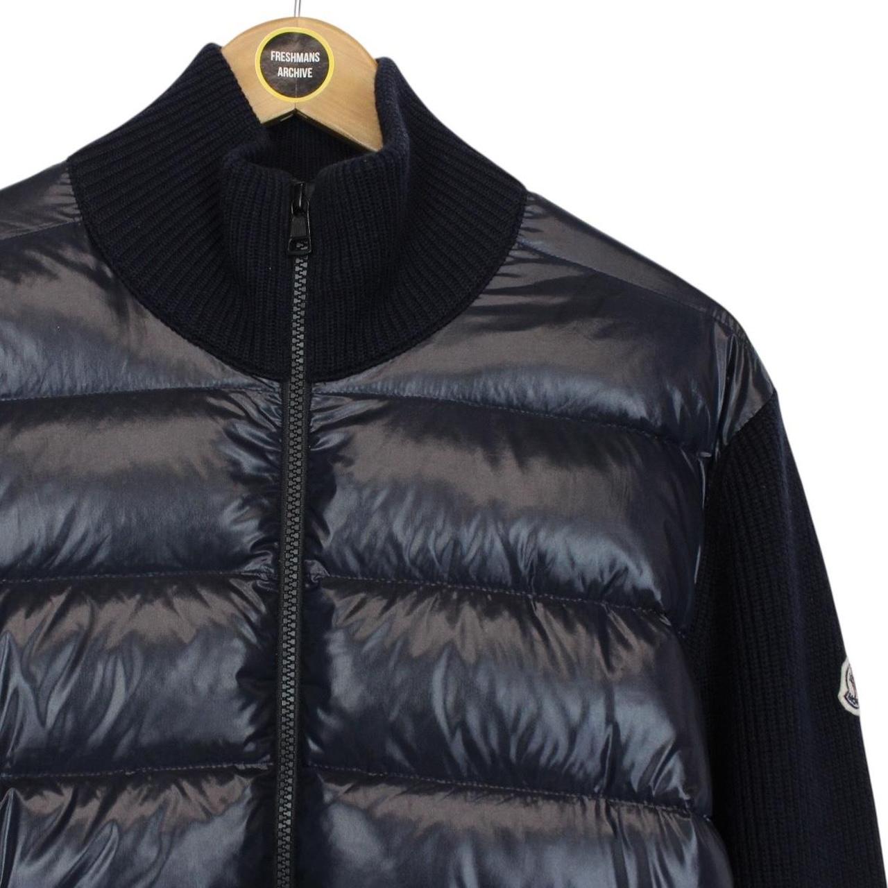 Moncler Navy Blue Full Zip Wool/Nylon Down Maglione Cardigan Jacket