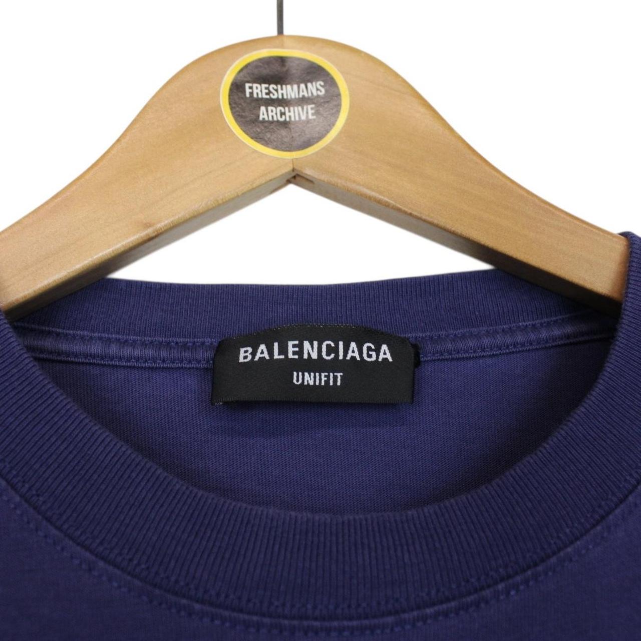 Balenciaga Blue Recycle Logo Print Short Sleeve Cotton T-Shirt