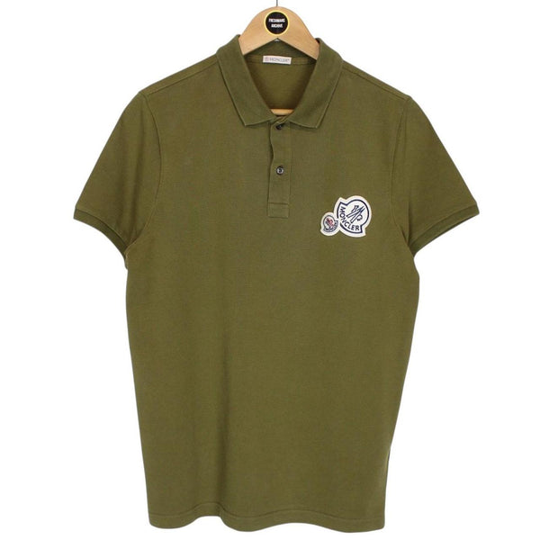 Moncler Maglia Manica Corta Green Short Sleeve Cotton Polo Shirt