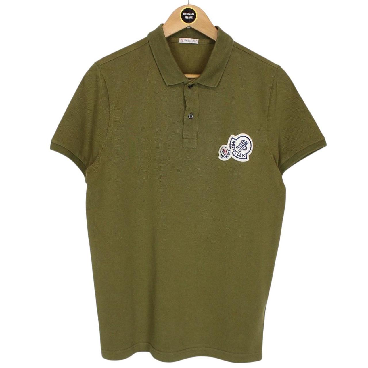 Moncler Maglia Manica Corta Green Short Sleeve Cotton Polo Shirt