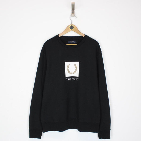 Fred Perry Black Logo Crew Neck Sweatshirt Jumper