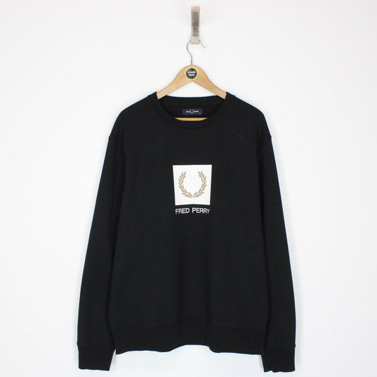 Fred Perry Black Logo Crew Neck Sweatshirt Jumper